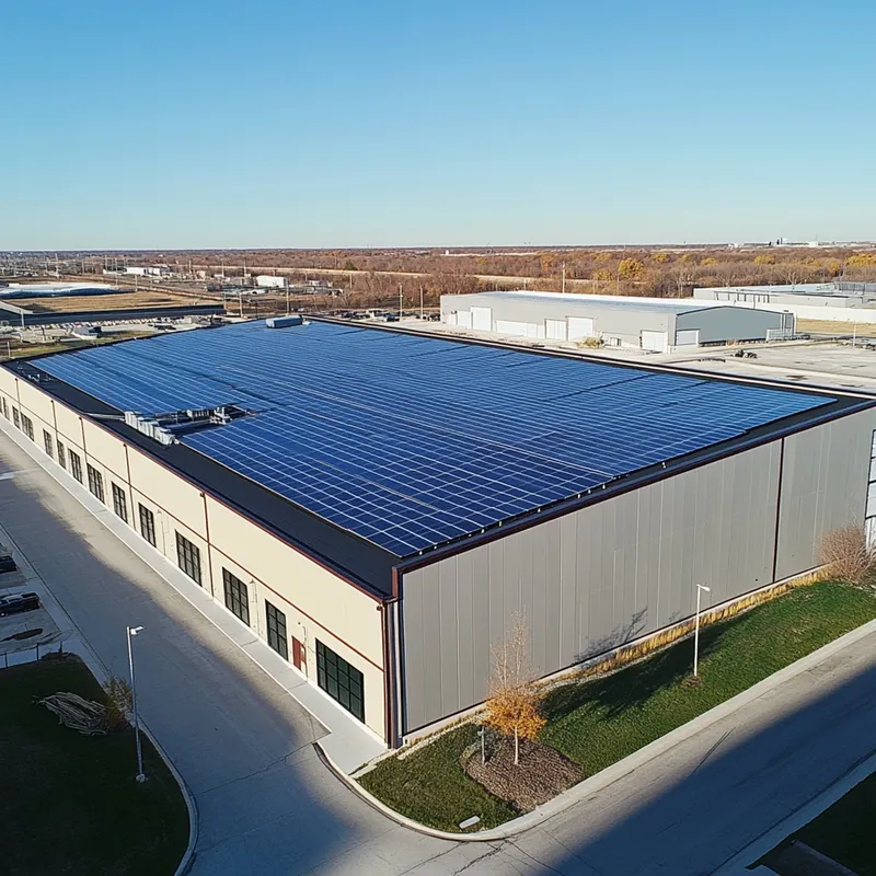 Gewerbehalle mit Photovoltaikanlage auf dem Dach